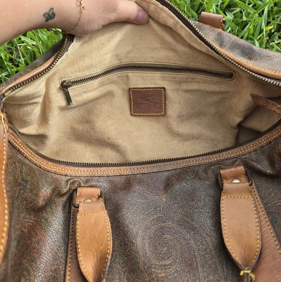 Etro Vintage 16” Travel Duffle Bag – Paisley & Leather – Rehab Project - Picture 15 of 15